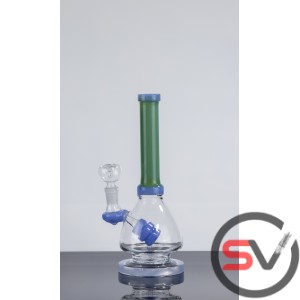 TINTED HANDLE GLASS WATER PIPE 10inch